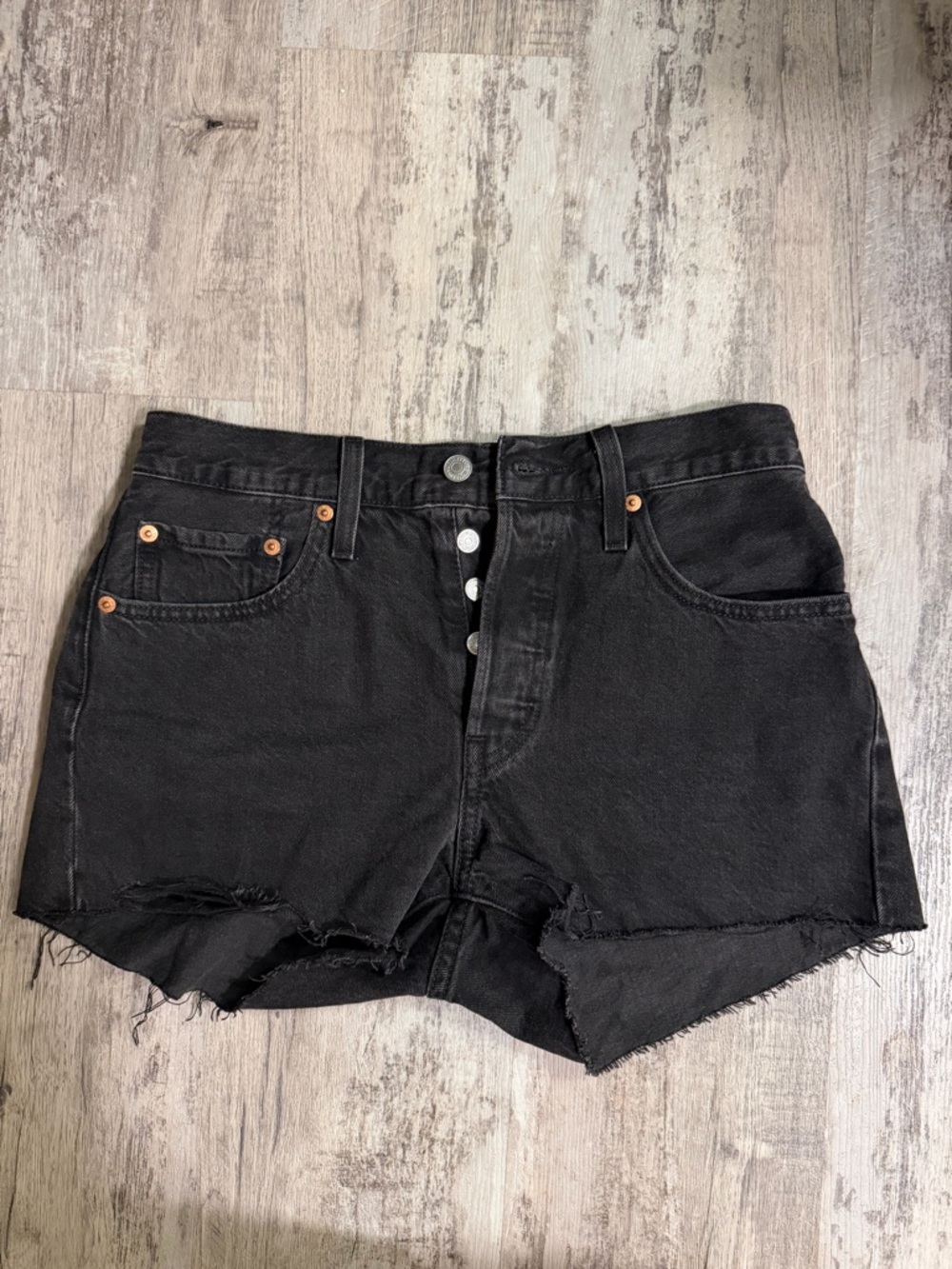 Levi's Black High Waist Cutoff Denim Shorts with Button Fly Size 27